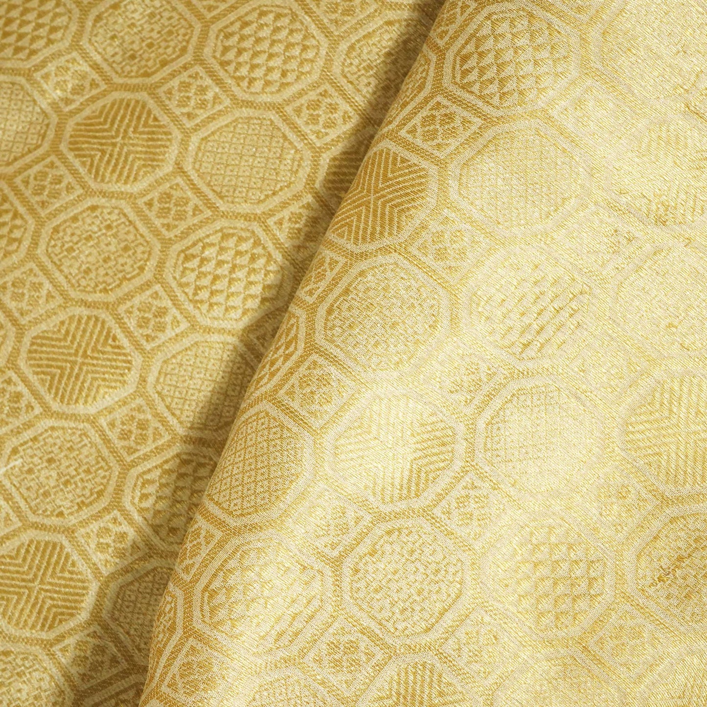 Gold Traditional Abstract Jacquard Chiffon Silk KRE-16943