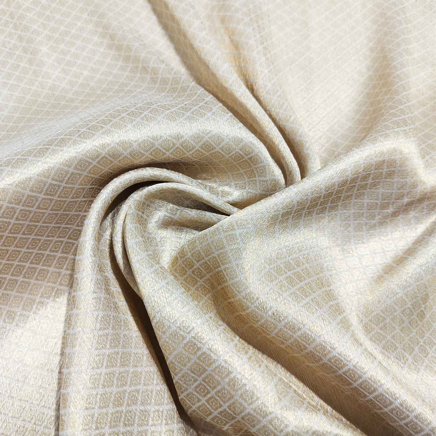 Gold Geometrical Abstract Jacquard Chiffon Silk KRE-16944