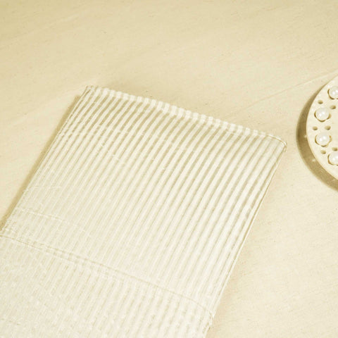 Off White Gold Stripes Jacquard Pure Silk Zari KRE-17076