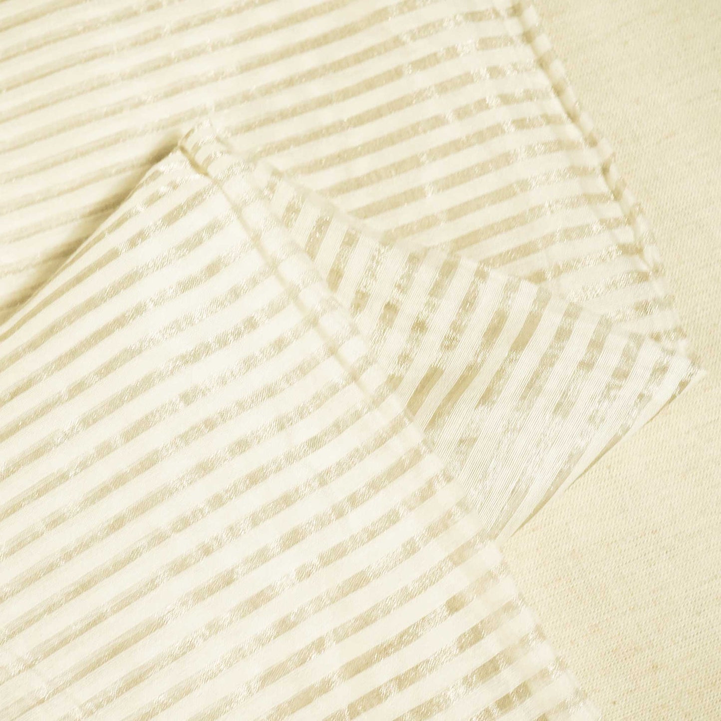 Off White Gold Stripes Jacquard Pure Silk Zari KRE-17076
