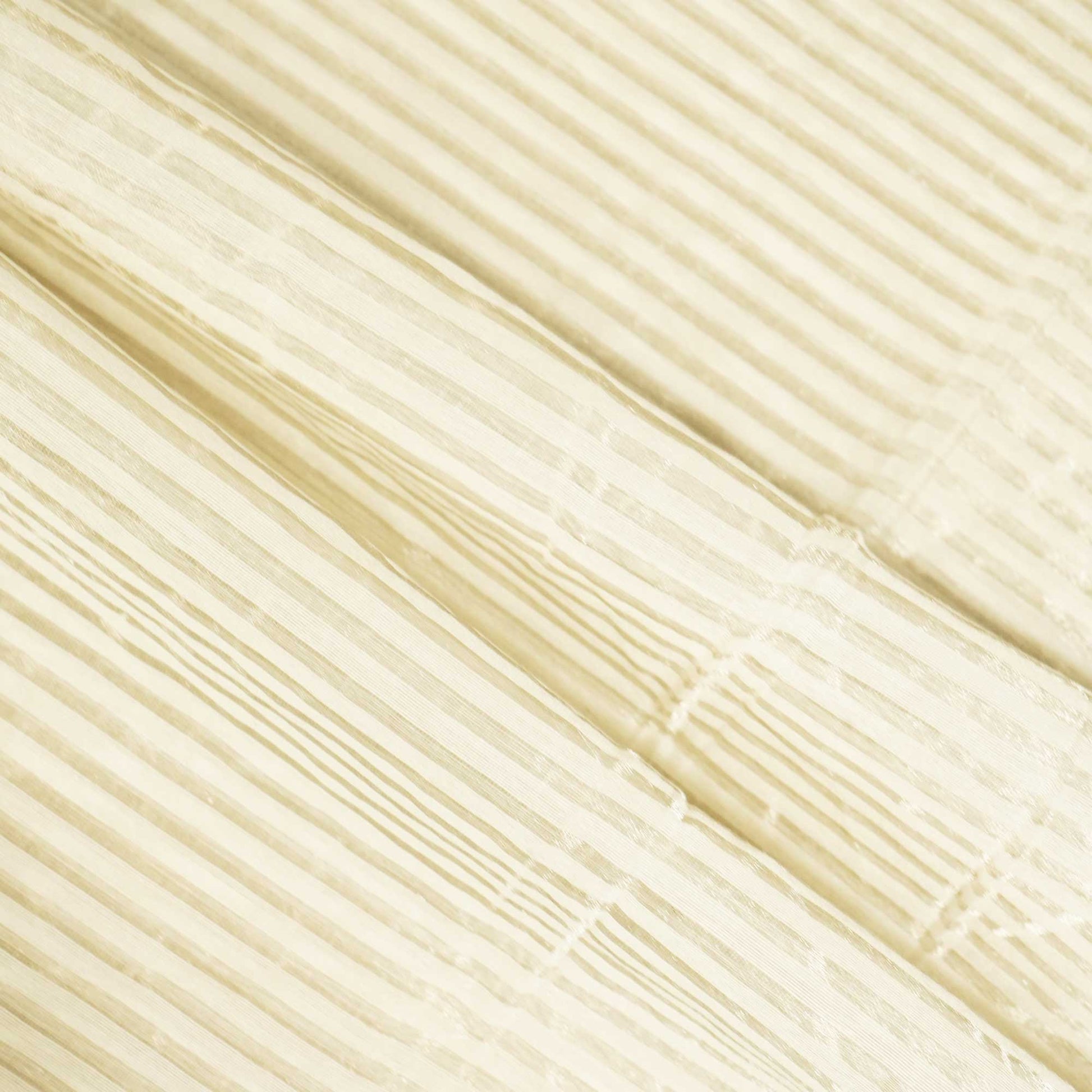 Off White Gold Stripes Jacquard Pure Silk Zari KRE-17076