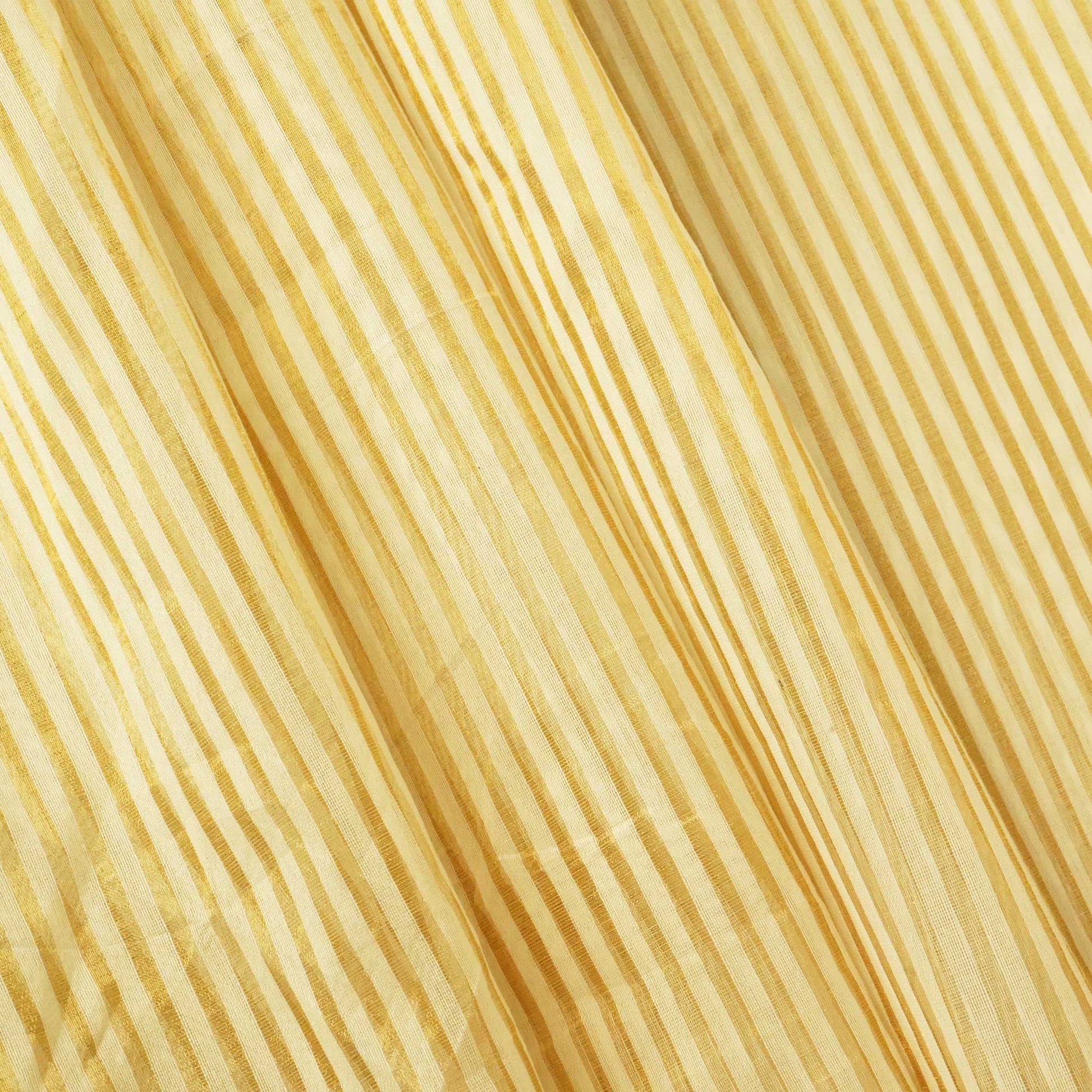 Creame Gold Stripes Jacquard Pure Silk Zari KRE-17078