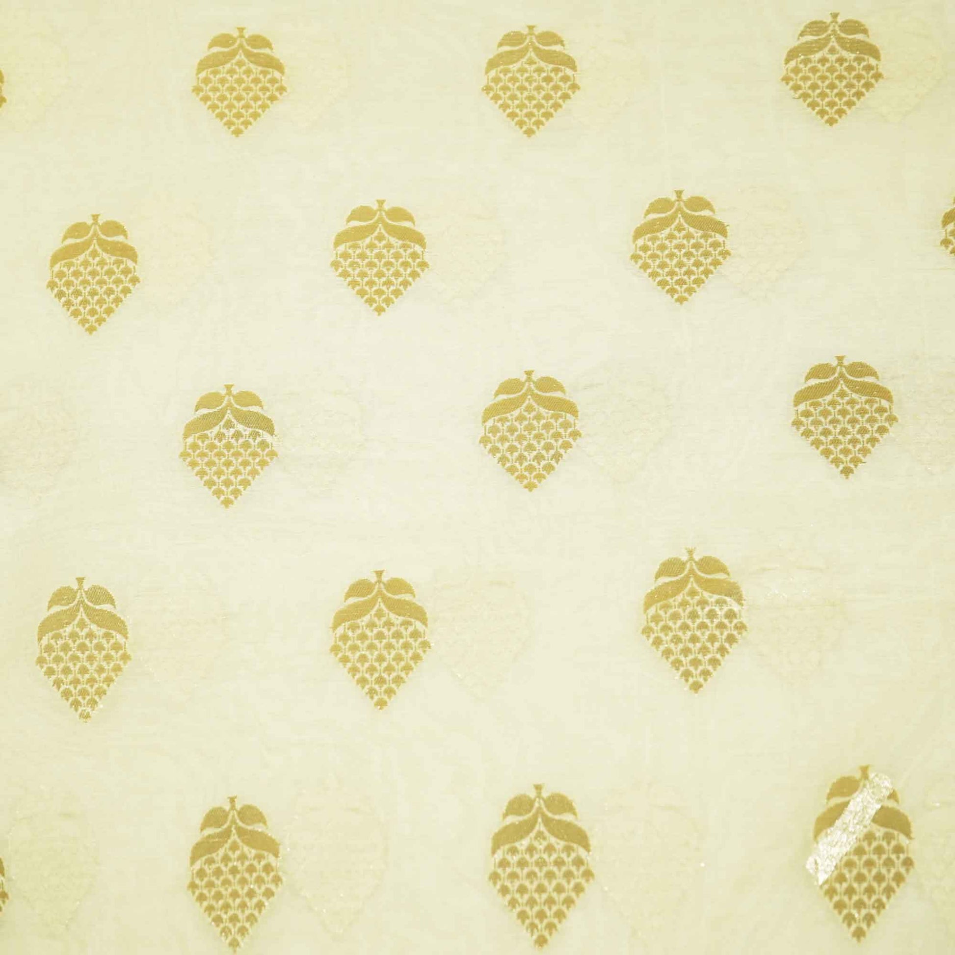 Cream Zari Traditional Buta Jacquard Cotton Katwar Patola KRE-17086