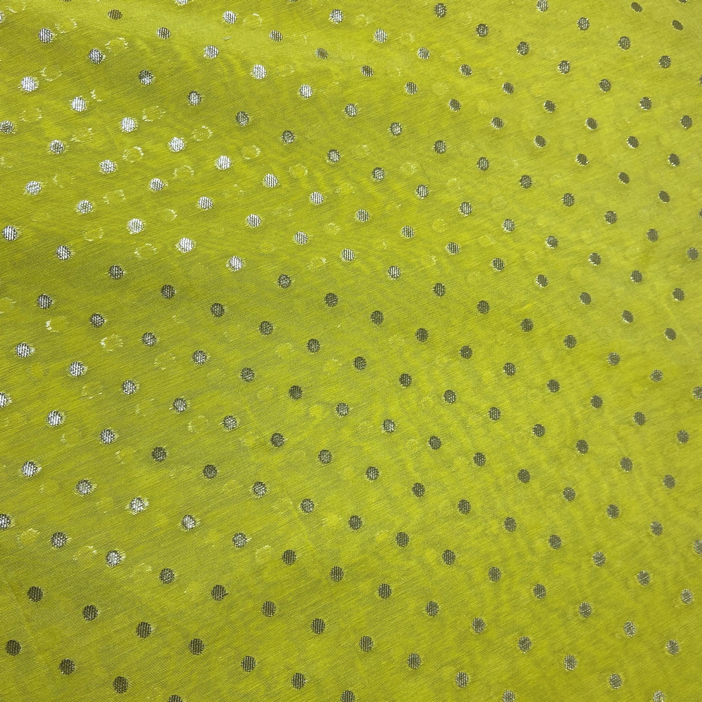 Yellow Polka Dot Zari Jacquard Cotton Katwar Patola Fabric