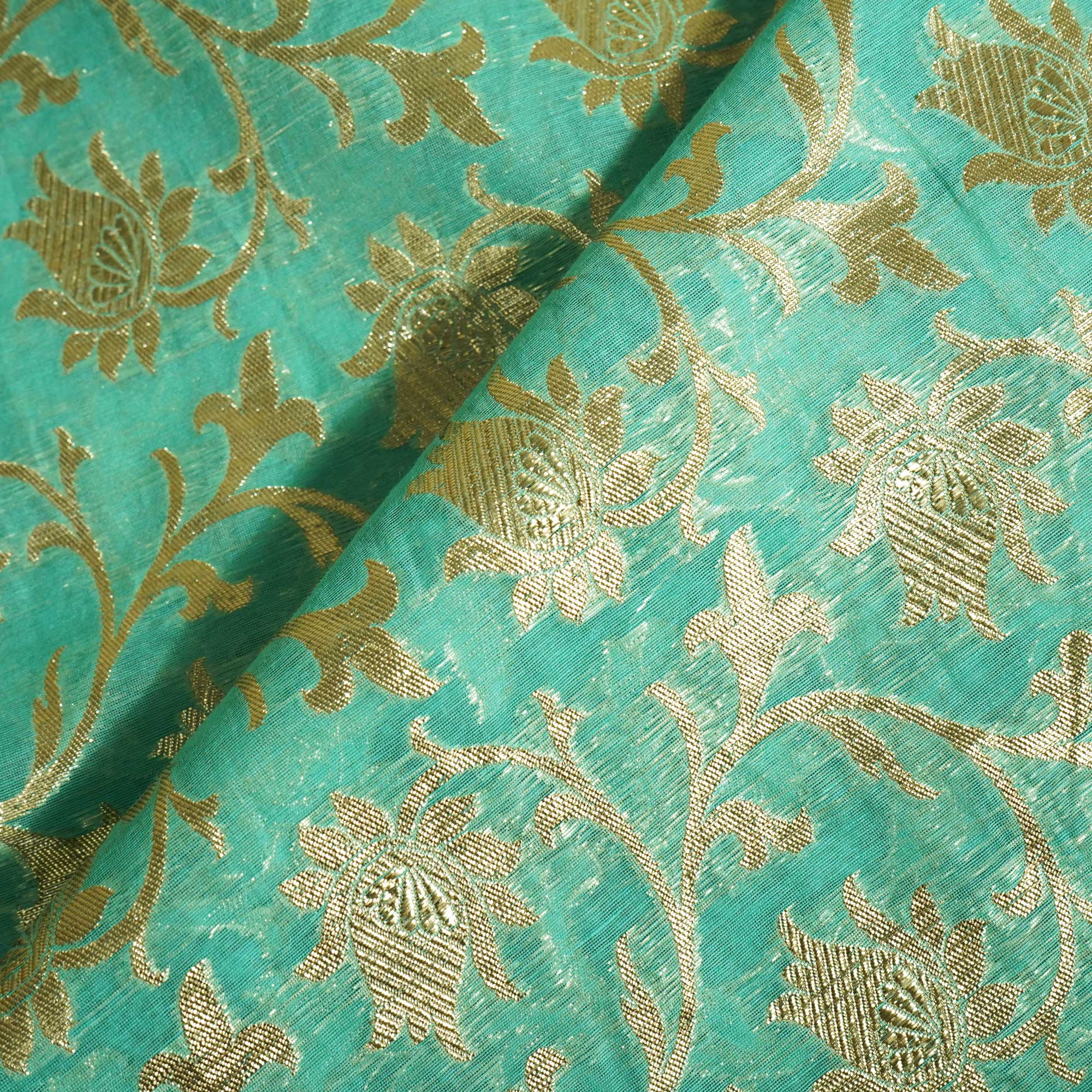 Green Zari Floral Jacqurd Cotton Katwar Patola KRE-17094