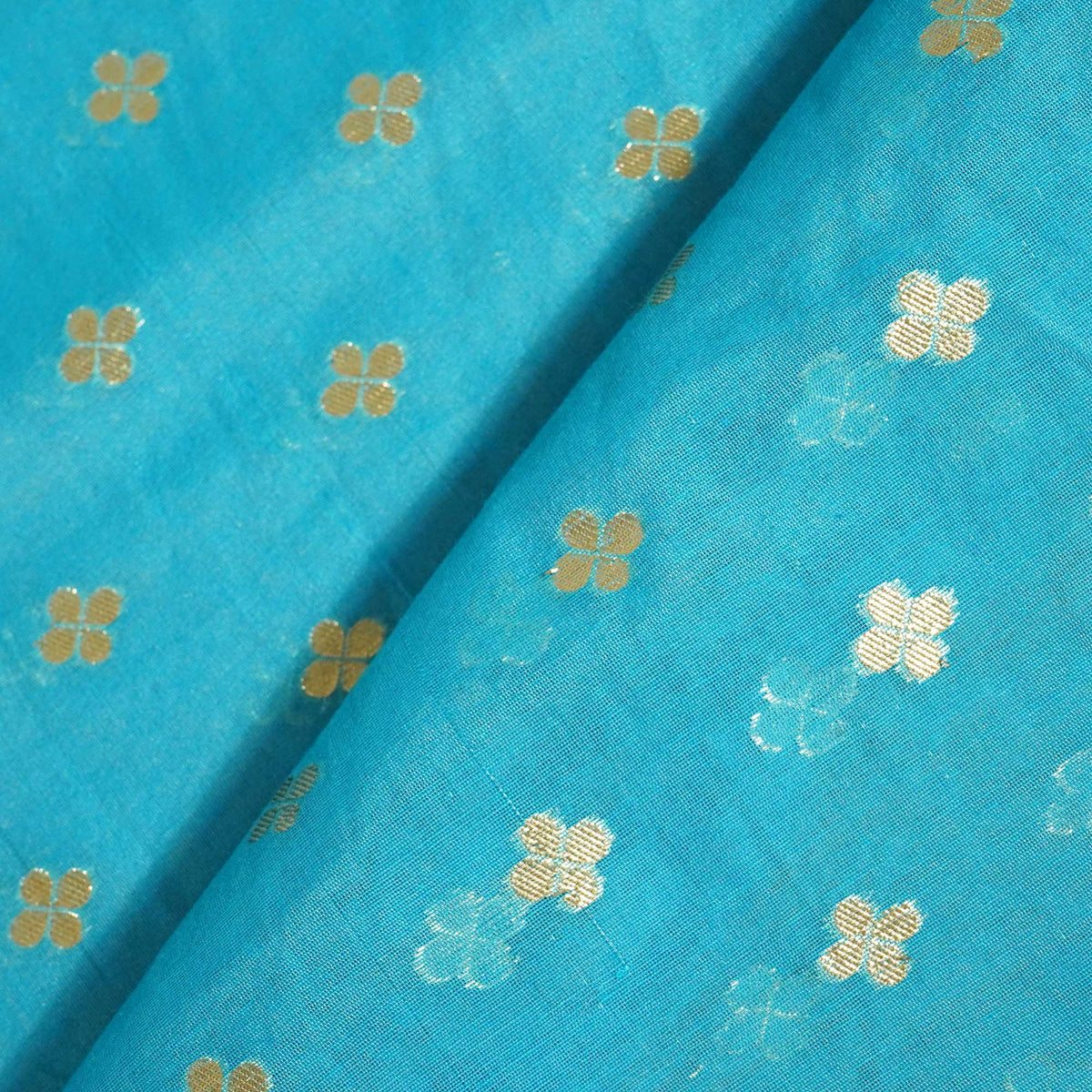 Sky Blue Zari Floral Jacquard Cotton Katwar Patola KRE-17095
