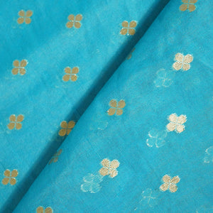 Sky Blue Zari Floral Jacquard Cotton Katwar Patola KRE-17095