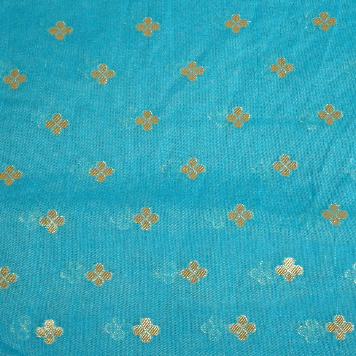 Sky Blue Zari Floral Jacquard Cotton Katwar Patola KRE-17095