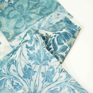 Off White Steal Blue Tropical Georgette GT-17107