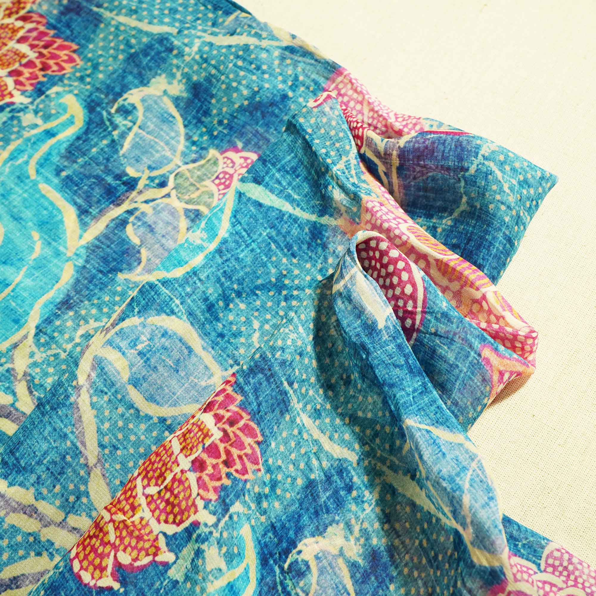 Blue Abstract multicolor print Georgette GT-17122