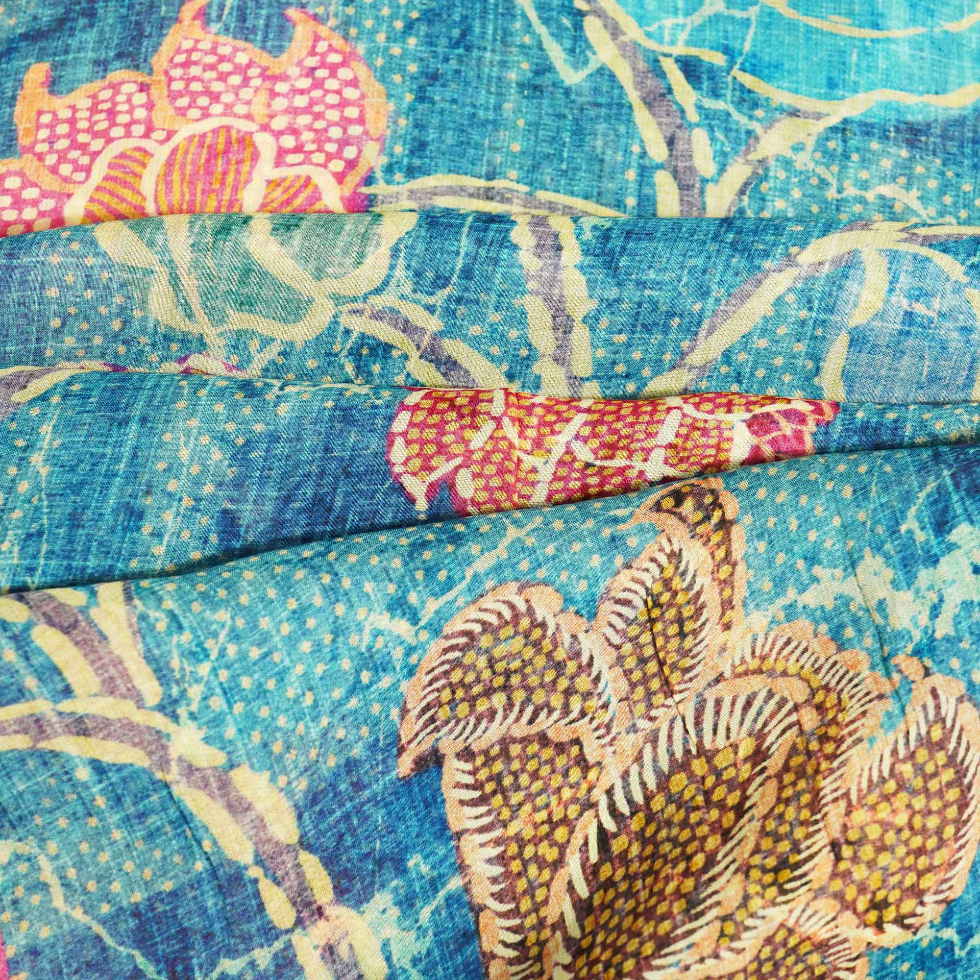 Blue Abstract multicolor print Georgette GT-17122