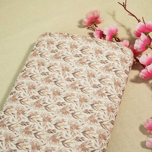 White Brown Floral Thread Sequins Embroidery Cotton KT-17124