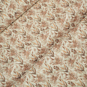 White Brown Floral Thread Sequins Embroidery Cotton KT-17124