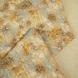 White Cream Abstract Thread Sequins Embroidery Cotton KT-17131