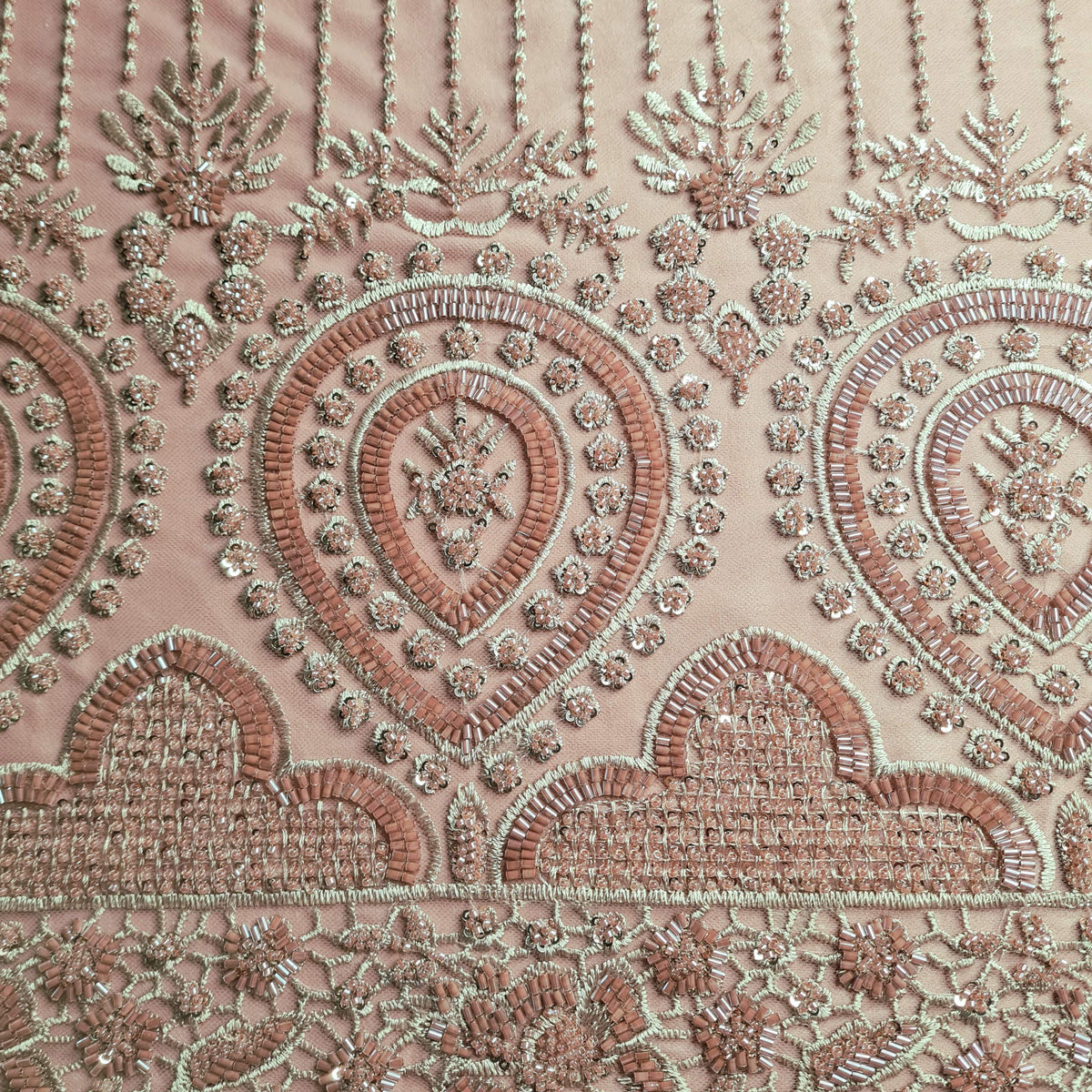 Premium  Net Dark Peach Pink CutDana Thread Embroidery Fabric