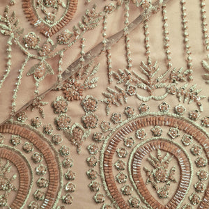 Premium  Net Dark Peach Pink CutDana Thread Embroidery Fabric