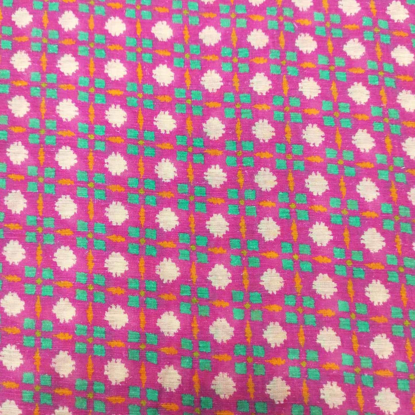 Red Geometrical Print Linen Organza GT-17200