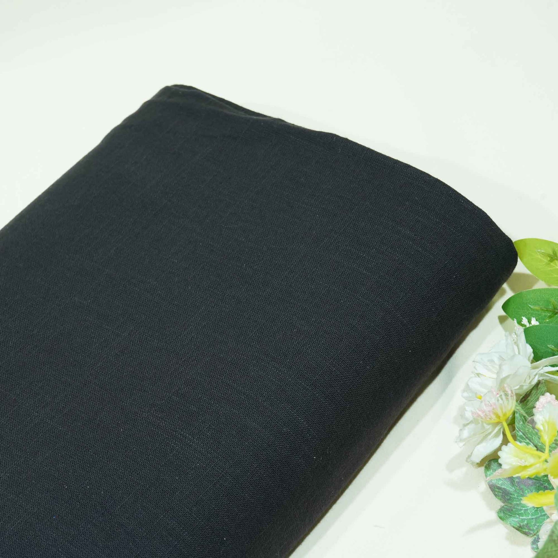 Dark Grey Solid Fabric Cotton Linen Slub SH-17237