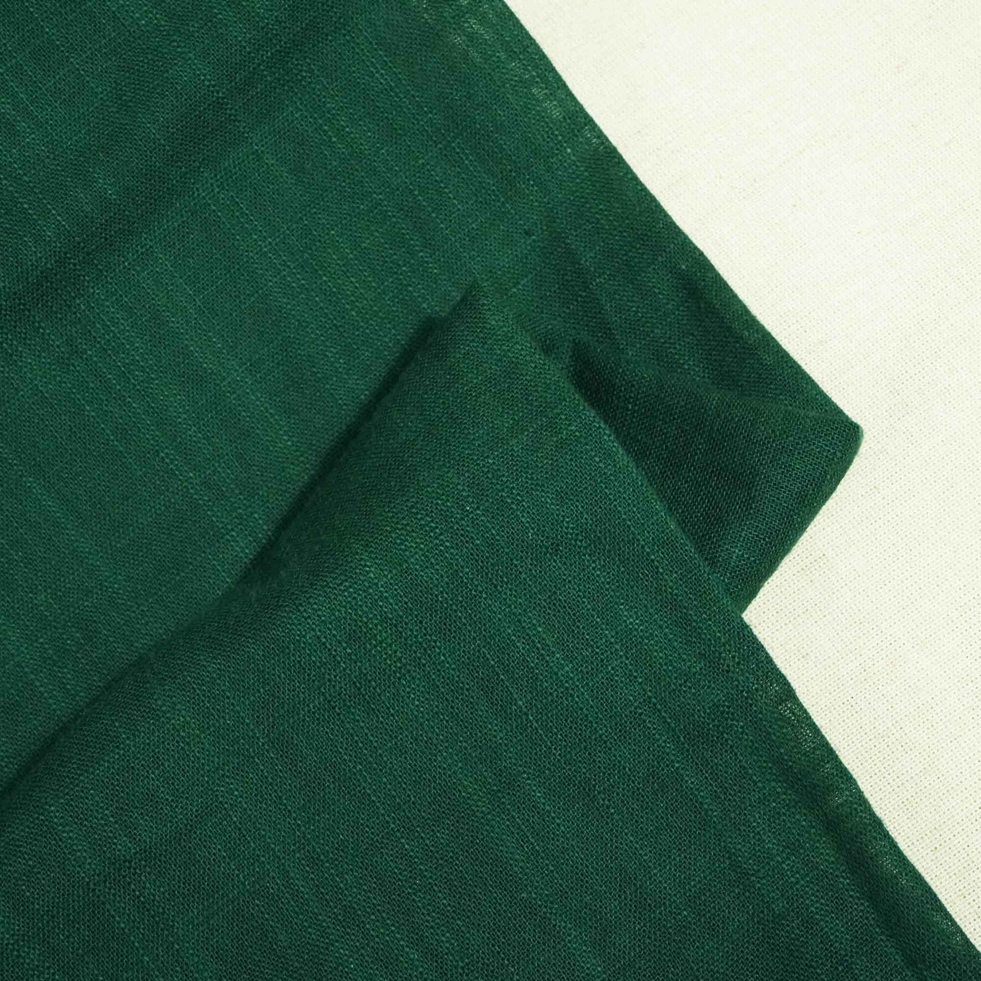 Dark Green Solid Fabric Cotton Linen Slub SH-17243