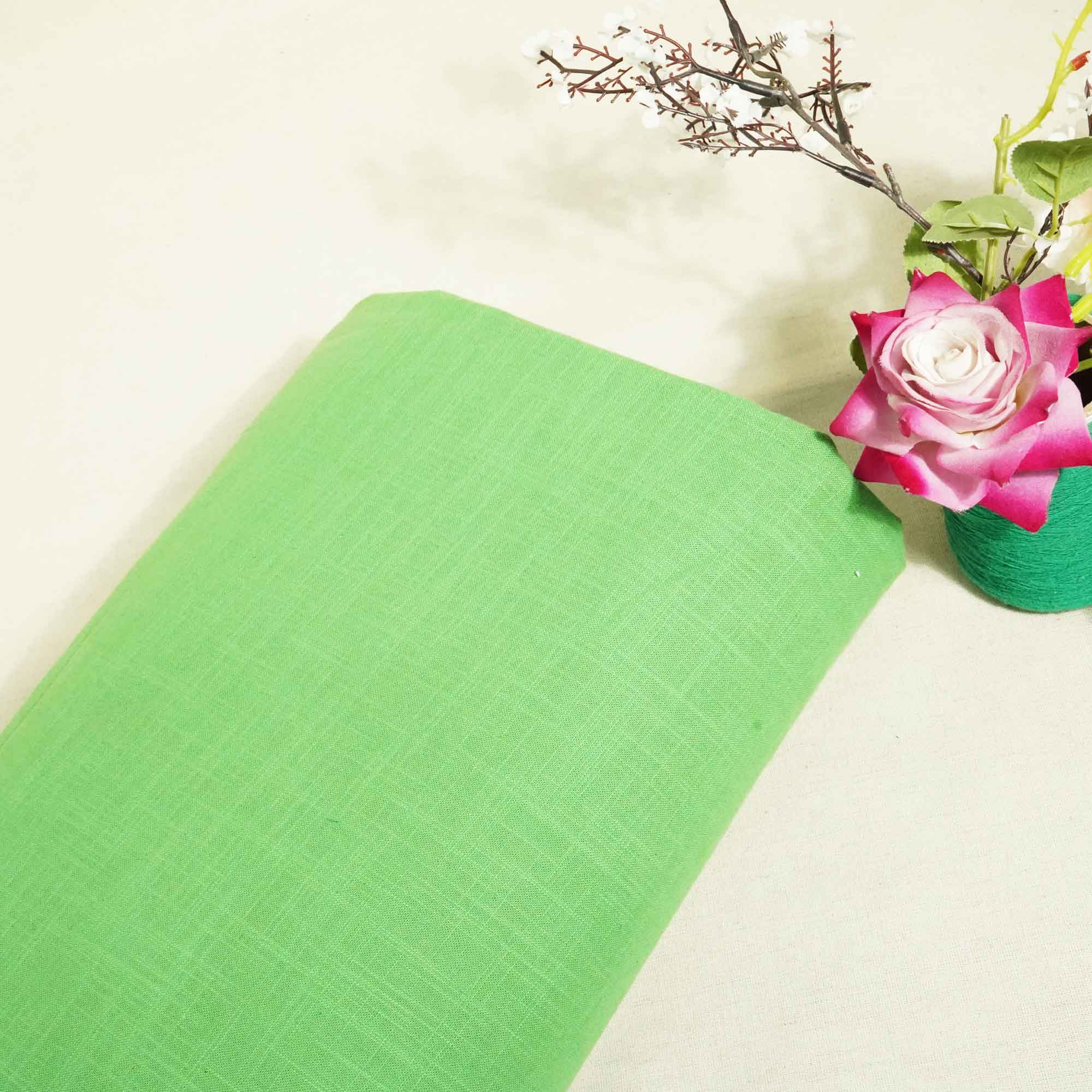 Light Green Solid Fabric Cotton Linen Slub SH-17244