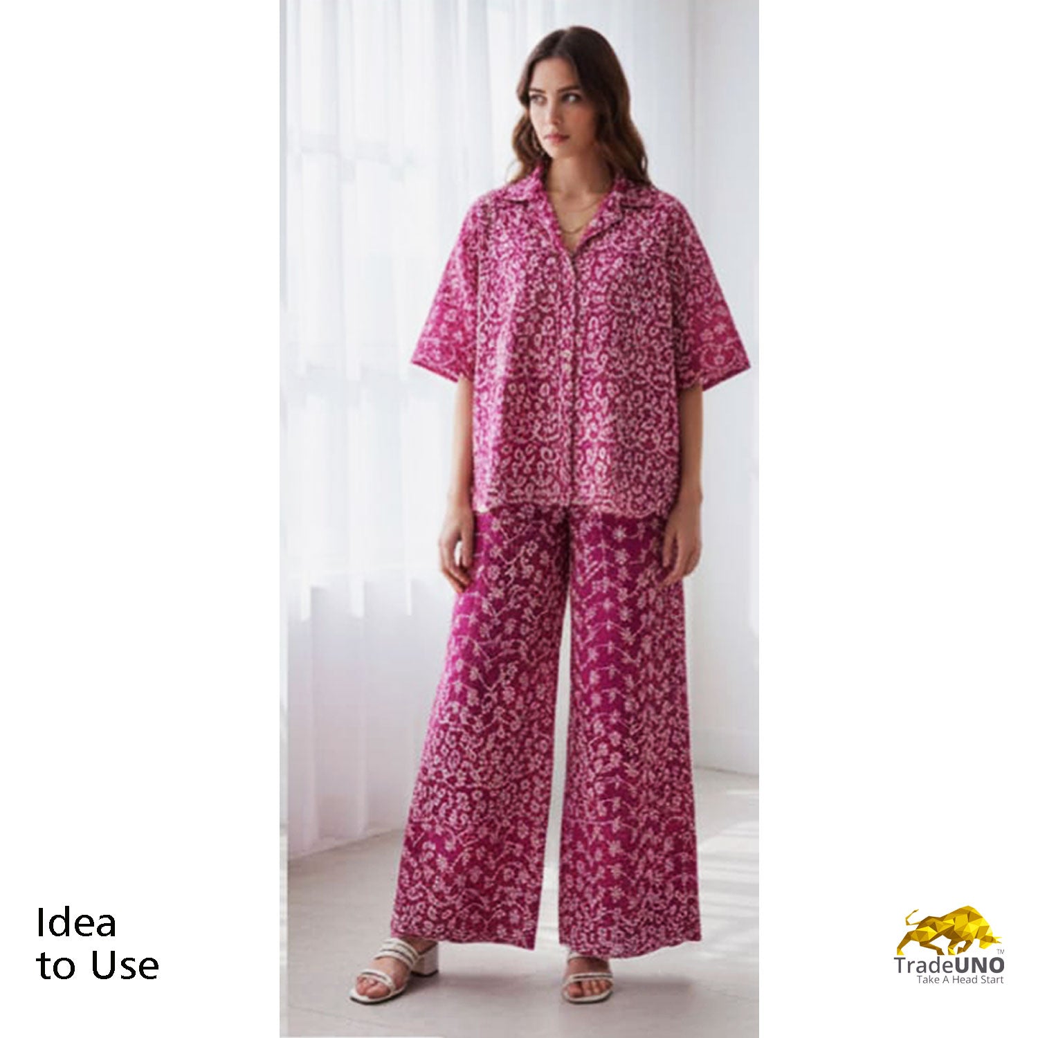 Pink White Abstract Floral Embroidery Cotton Schiffli 17249 - TradeUNO