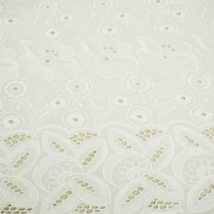 White Floral Embroidery Cotton Schiffli SKE-17254