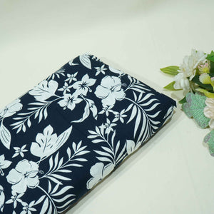 Blue White Floral Print Rayon Fabric AF-17327