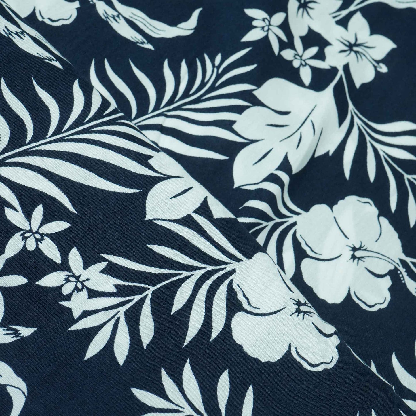 Blue White Floral Print Rayon Fabric AF-17327