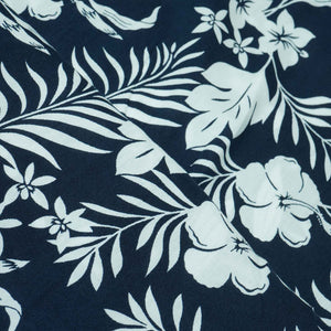 Blue White Floral Print Rayon Fabric AF-17327
