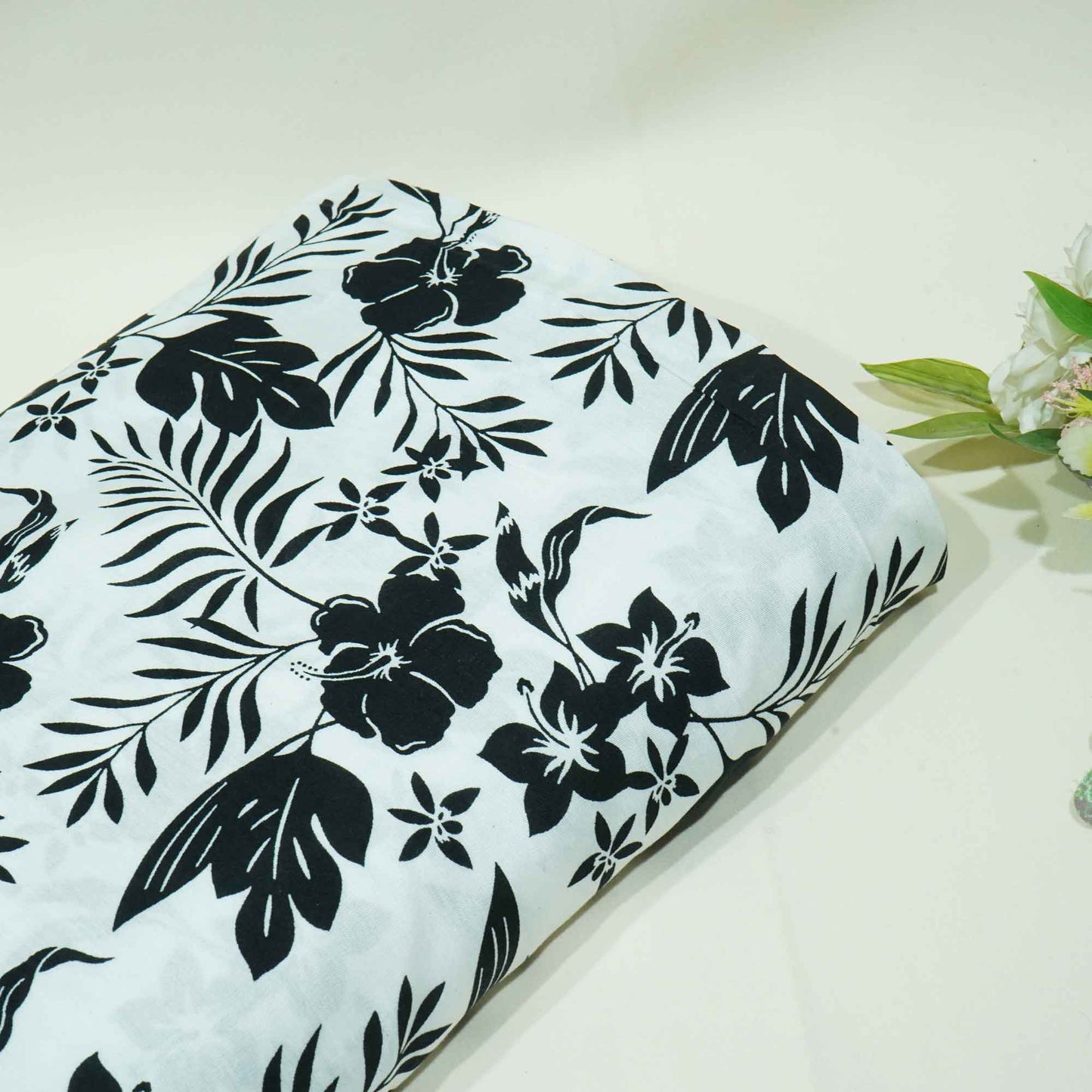 Blue Tropical Print Rayon Fabric AF-17333