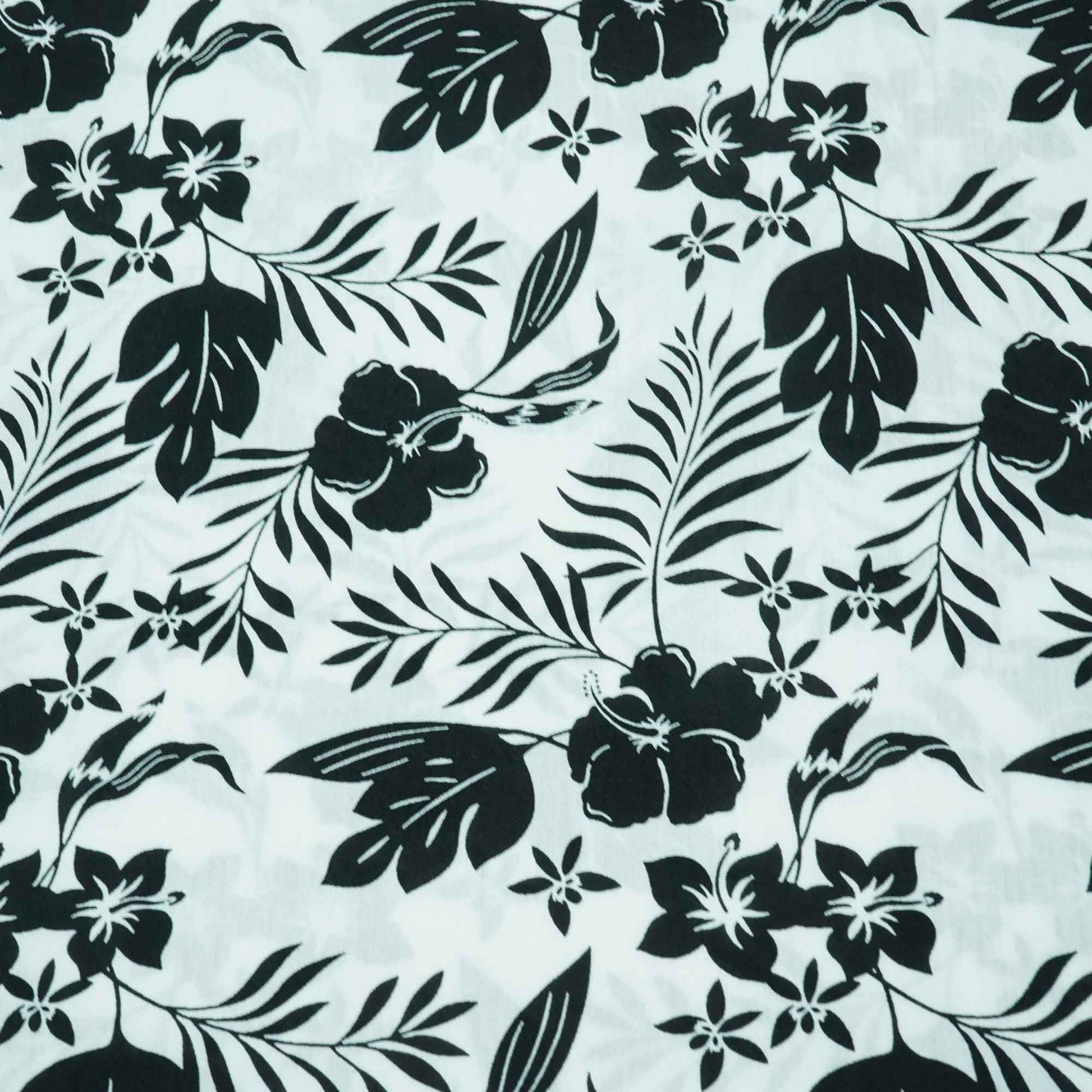 Blue Tropical Print Rayon Fabric AF-17333