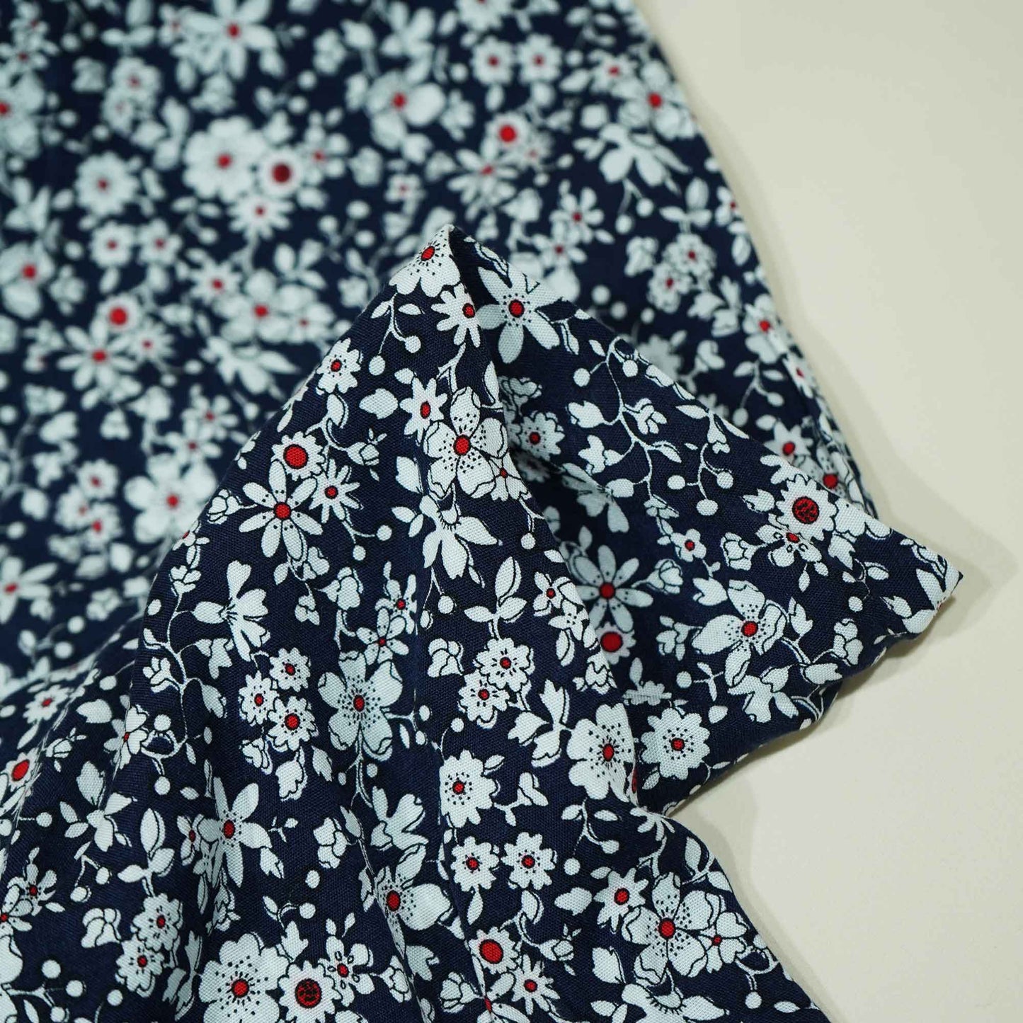Black Floral Print Rayon Fabric AF-17345