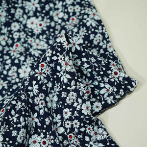 Black Floral Print Rayon Fabric AF-17345