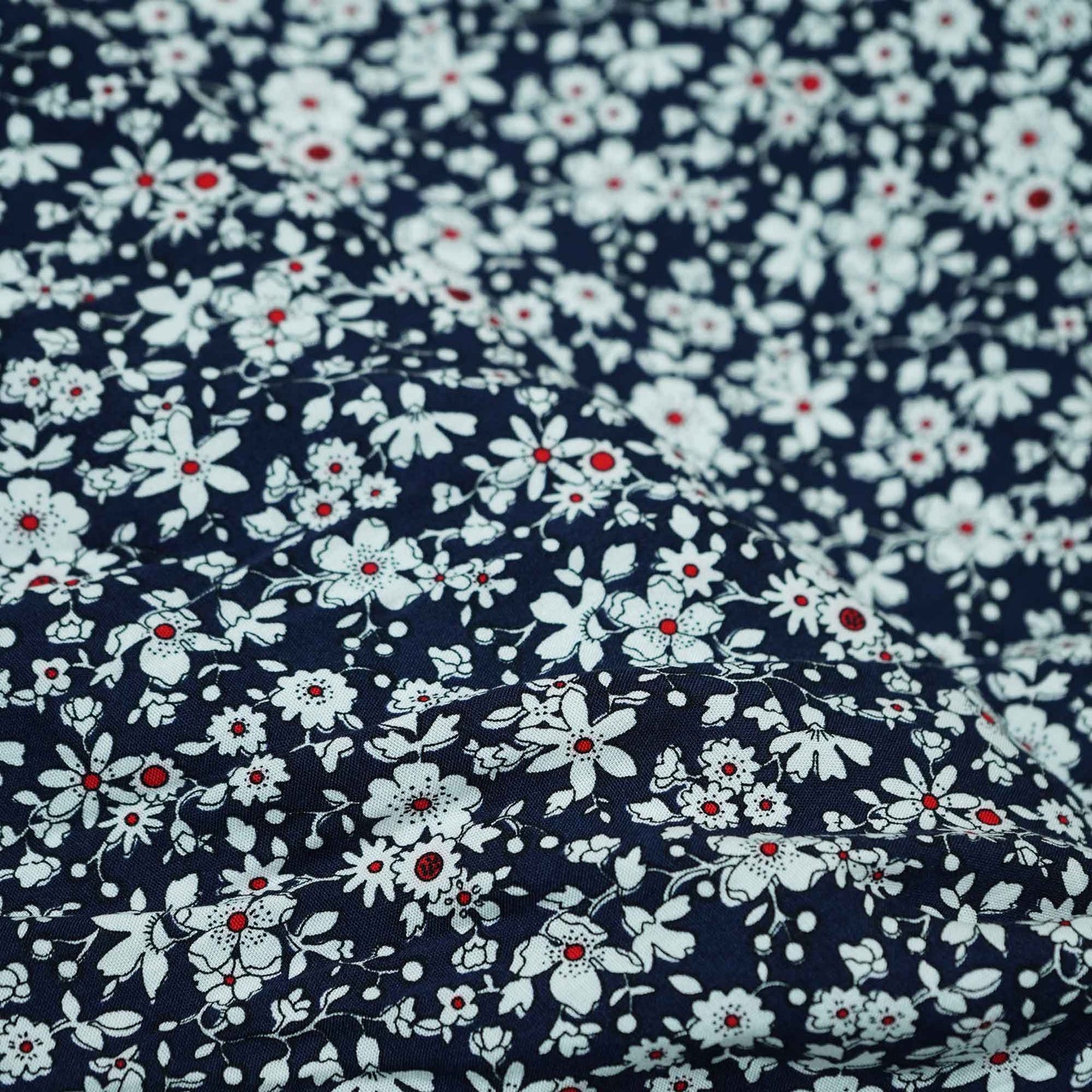 Black Floral Print Rayon Fabric AF-17345