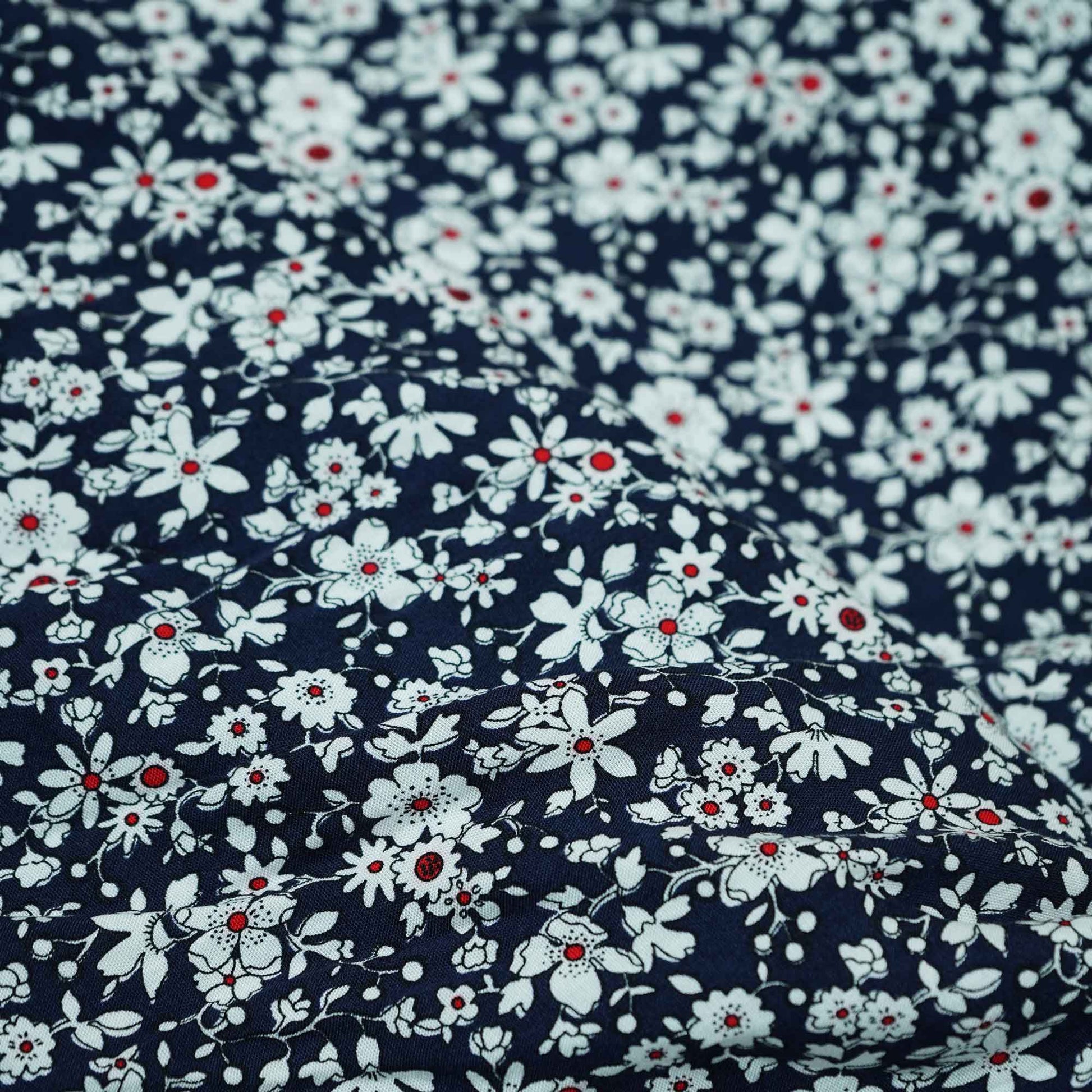 Black Floral Print Rayon Fabric AF-17345