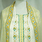 Creame Multicolor Tread Floral Embroidery Suit Set With Dupatta (Cotton, Dupatta-Mulmul)