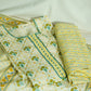 Creame Multicolor Tread Floral Embroidery Suit Set With Dupatta (Cotton, Dupatta-Mulmul)