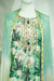 Suit Set With Dupatta (Top-Muslin, Bottom-Satoon, Dupatta-Chiffon) Green Tropical Golden Floral Embroidery Lace 17415