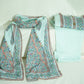 Suit Set With Dupatta (Top-Malmal, Bottom-Malmal, Dupatta-Malmal) Sage Green Madhubani Print  17420