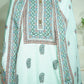 Suit Set With Dupatta (Top-Malmal, Bottom-Malmal, Dupatta-Malmal) Sage Green Madhubani Print  17420