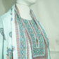 Suit Set With Dupatta (Top-Malmal, Bottom-Malmal, Dupatta-Malmal) Sage Green Madhubani Print  17420