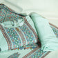 Suit Set With Dupatta (Top-Malmal, Bottom-Malmal, Dupatta-Malmal) Sage Green Madhubani Print  17420