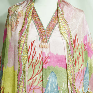 Pink Thread Sequins Lace Embroidery Suit Set With Dupatta (Top-Muslin, Bottom-Santoon, Dupatta-Chiffon)