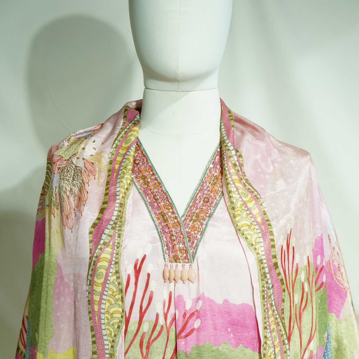 Pink Thread Sequins Lace Embroidery Suit Set With Dupatta (Top-Muslin, Bottom-Santoon, Dupatta-Chiffon)
