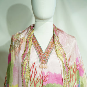 Pink Thread Sequins Lace Embroidery Suit Set With Dupatta (Top-Muslin, Bottom-Santoon, Dupatta-Chiffon)