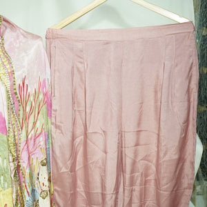 Pink Thread Sequins Lace Embroidery Suit Set With Dupatta (Top-Muslin, Bottom-Santoon, Dupatta-Chiffon)