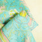 Blue Floral Stripes Print Cotton Silk GT-17476