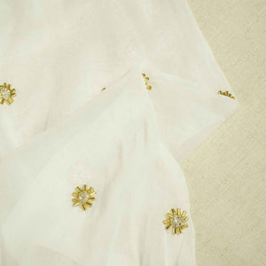 White Golden CutDana Floral Embroidery Georgette KT-17484