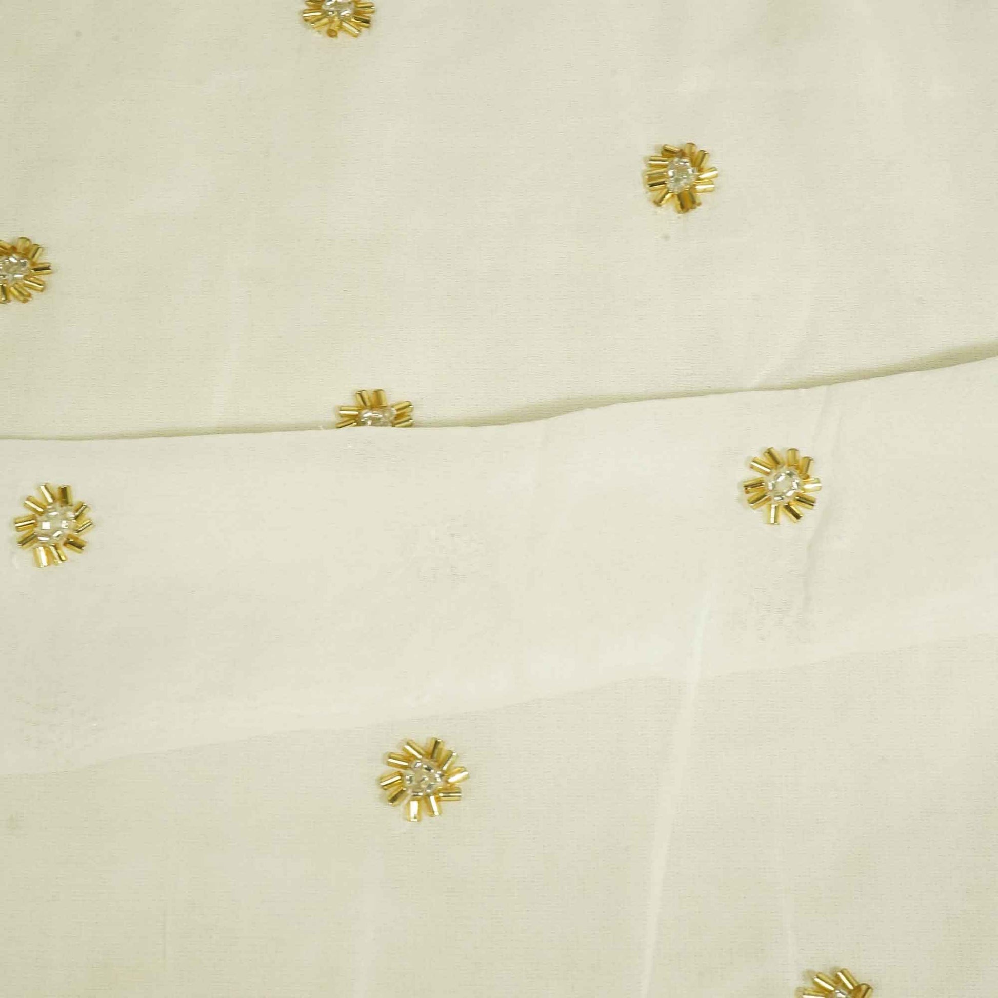 White Golden CutDana Floral Embroidery Georgette KT-17484