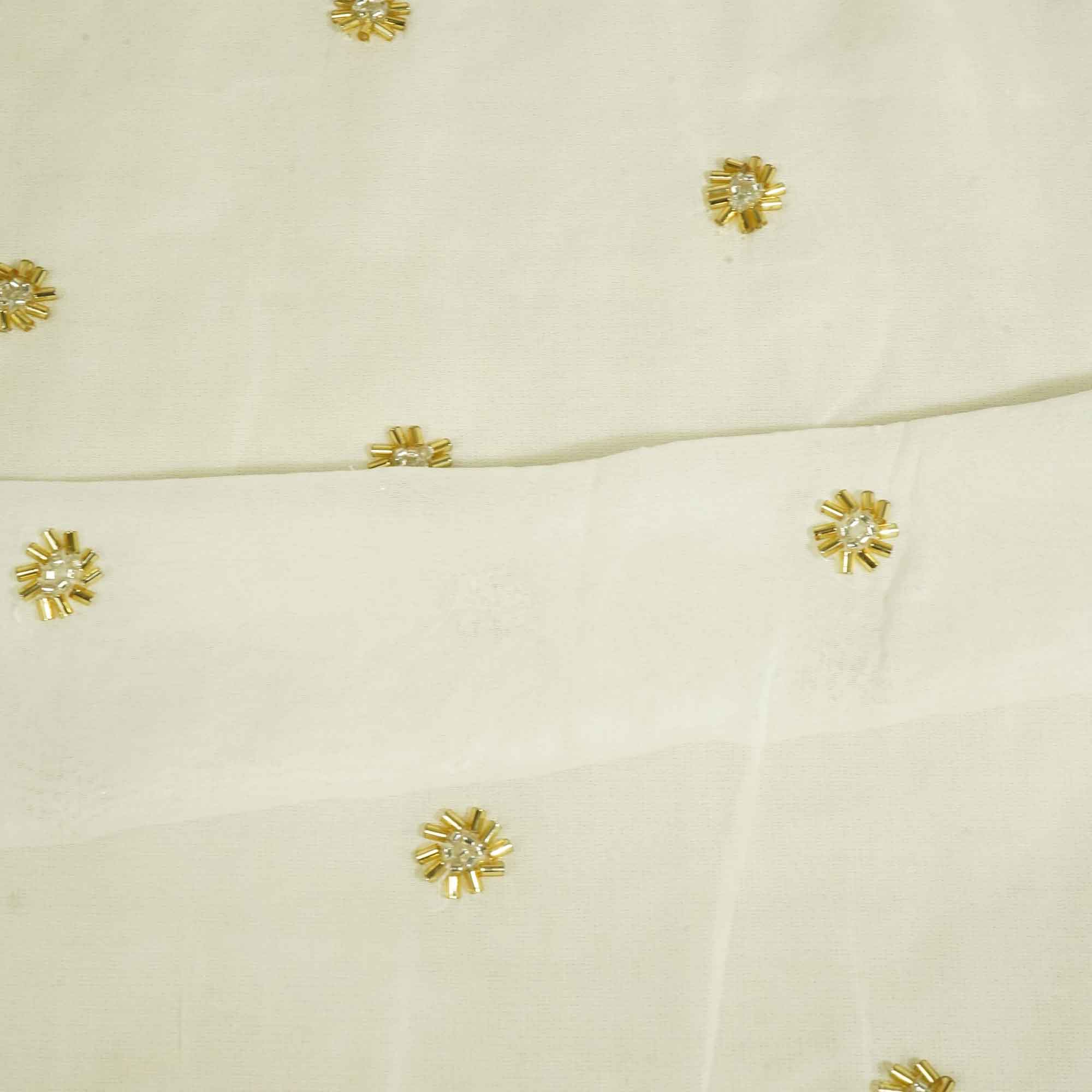 White Golden CutDana Floral Embroidery Georgette KT-17484